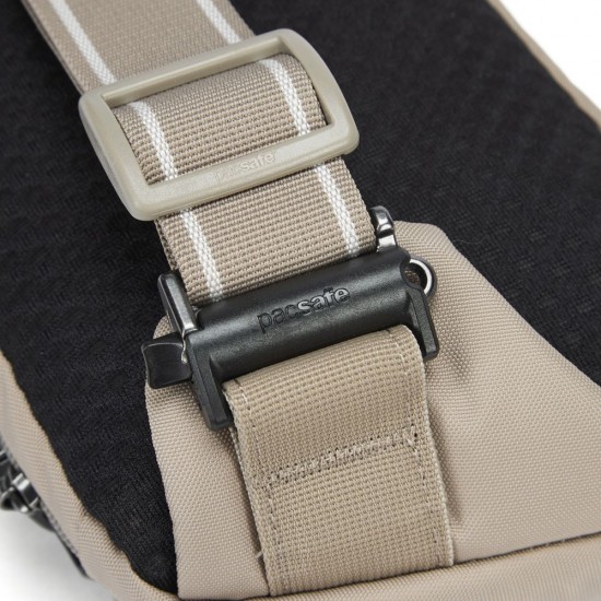 Сумка через плече антизлодій Pacsafe V Action Sling, колір бежевий/чорний - 60161237