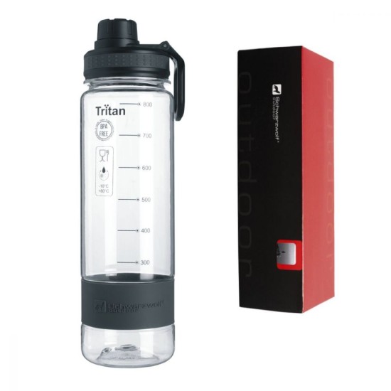 Пляшка для води KIBO 800 мл, тританова, колір прозорий/чорний - F4900201AJ3