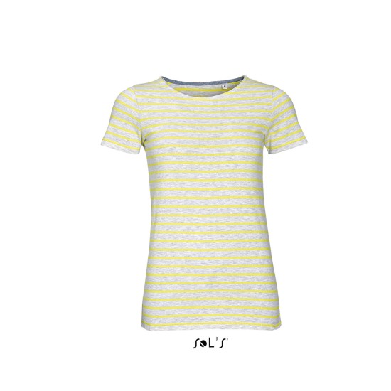 Футболка жіноча SOL'S Miles women, колір світло-сірий меланж/лимонний - 01399798