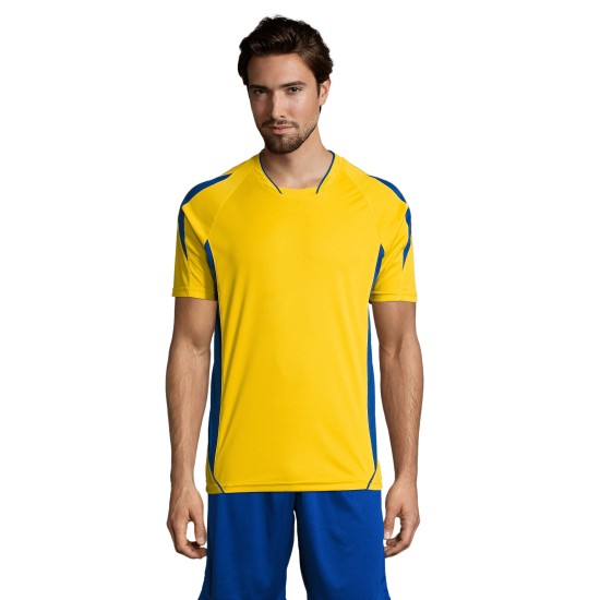 Футболка спортивна SOL'S Maracana 2 SSL, колір лимонний/синій - 01638943