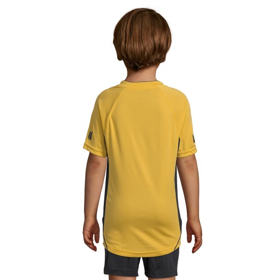 Футболка спортивна дитяча SOL'S Maracana kids 2 SSL, колір лимонний/чорний - 01639944