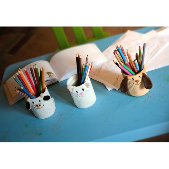 Підставка під олівці плюшевий кіт, колір бежевий - HE671-20