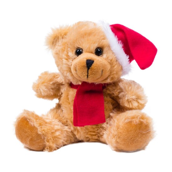 Різдвяний плюшевий ведмедик, колір коричнево-червоний - HE291-56