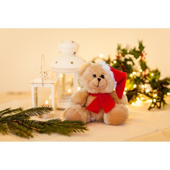 Різдвяний плюшевий ведмедик, колір коричнево-червоний - HE291-56