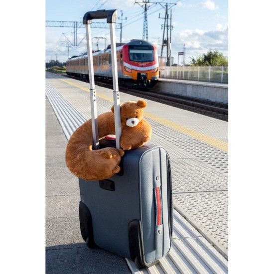 Дорожна подушка-іграшка плюшевий ведмедик, колір світло-коричневий - HE798-18