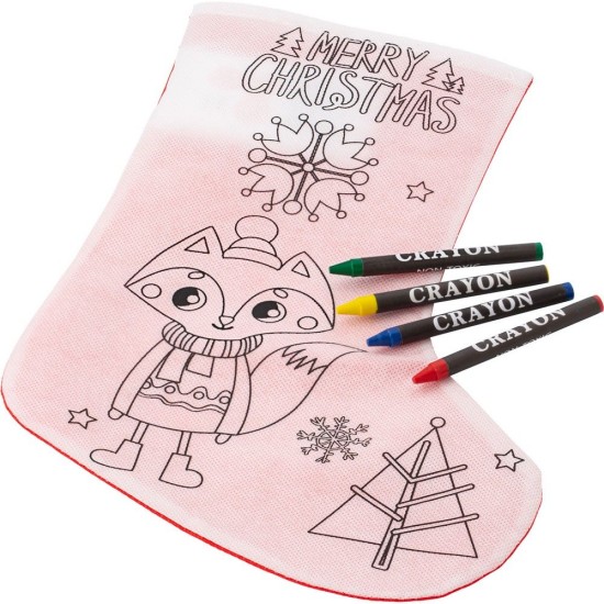 Новорічна панчоха для розмалювання, олівці, колір червоний/білий - V0067-05