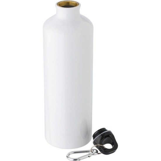 Пляшка для води алюмінієва 750 мл з карабіном, колір білий - V0081-02