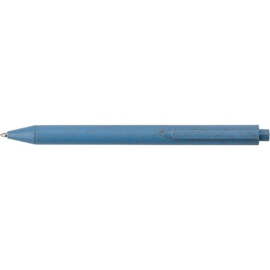 Блокнот А5 на спіралі з пшеничної соломи з ручкою, в лінію, колір синій - V0238-11