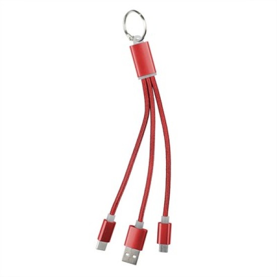 Брелок, комплект зарядних кабелів, колір червоний - V0345-05