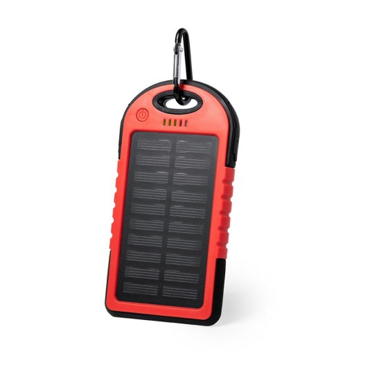 Водонепроникний повербанк 4000 mAh, сонячний зарядний пристрій, колір червоний - V0354-05