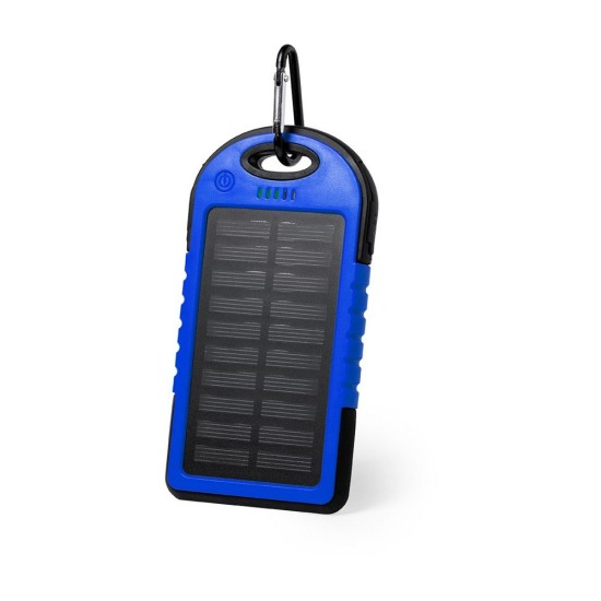 Водонепроникний повербанк 4000 mAh, сонячний зарядний пристрій, колір синій - V0354-11