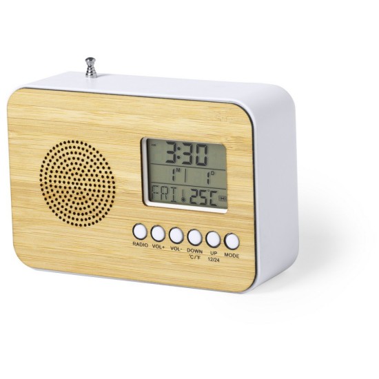 Годинник настільний з радіо бамбуковий коричневий - V0367-16