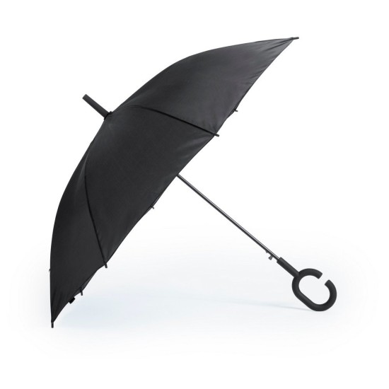 Вітрозахисна автоматична парасоля, C-подібна ручка, колір чорний - V0492-03