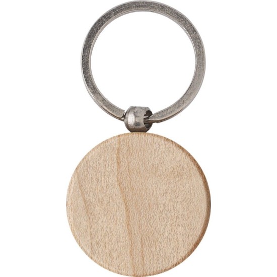 Брелок для ключів дерев'яний круглий, колір натуральний - V0549-17