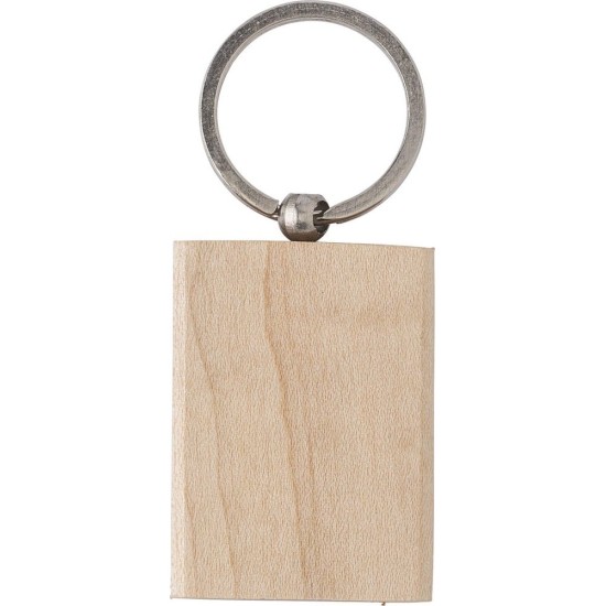 Брелок для ключів дерев'яний прямокутний, колір натуральний - V0550-17