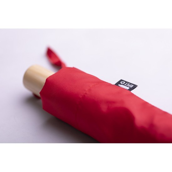 Парасолька вітрозахисна ручна складна з rPET, колір червоний - V0762-05