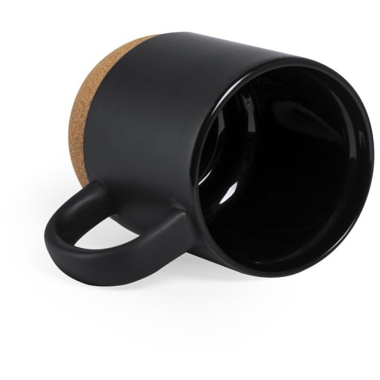 Кружка керамічна 420 мл з пробковим дном, колір чорний - V0888-03