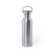 Пляшка для води 800 мл, кришка з ручкою і бамбуковим елементом, колір сріблястий - V0974-32
