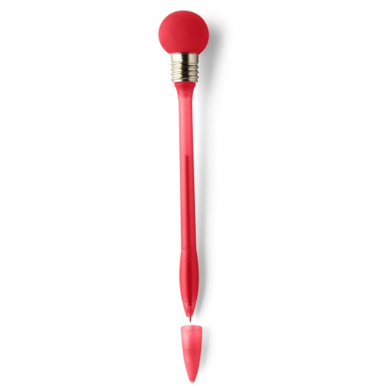 Ручка кулькова  лампочка з ковпачком, колір червоний - V1006-05