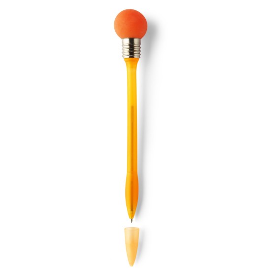 Ручка кулькова  лампочка з ковпачком, колір помаранчевий - V1006-07