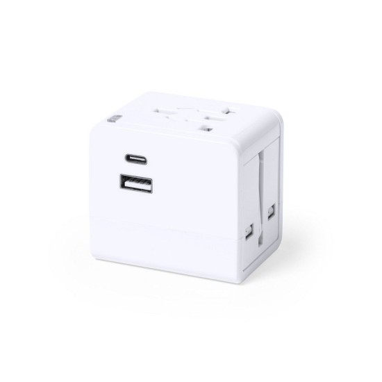 Адаптер USB, зарядний пристрій, колір білий - V1033-02