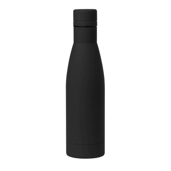 Пляшка для води 750 мл, кришка в тон, гумова обробка, колір чорний - V1077-03