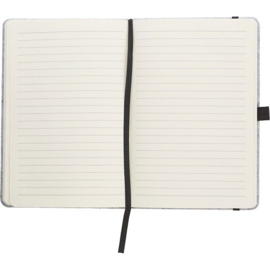 Блокнот в лінію А5 Voyager Felt RPET, тверда фетрова обкладинка, колір сірий - V1163-19