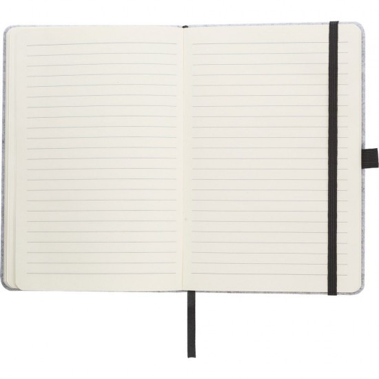 Блокнот в лінію А5 Voyager Felt RPET, тверда фетрова обкладинка, колір сірий - V1163-19