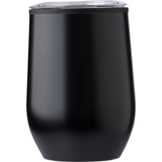 Термокружка 300 мл з пластиковою кришкою, нержавіюча сталь, колір чорний - V1180-03
