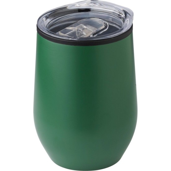 Термокружка 300 мл з пластиковою кришкою, нержавіюча сталь, колір зелений - V1180-06