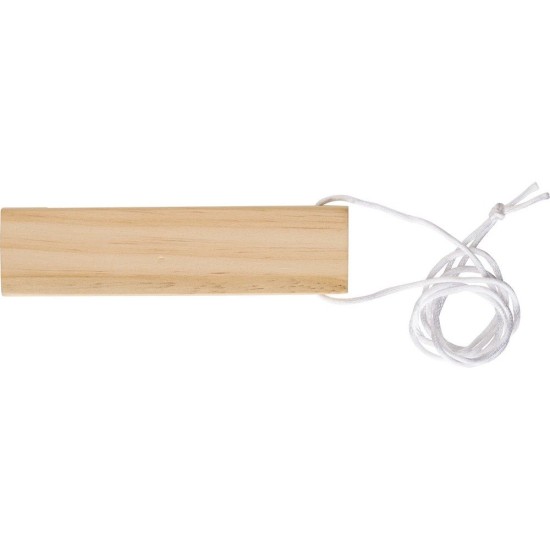 Свисток із соснового дерева зі шнуром RPET, колір білий - V1287-02