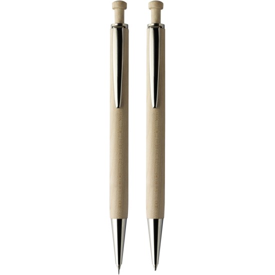 Набір для письма, кульова ручка та олівець, колір натуральний - V1356-17