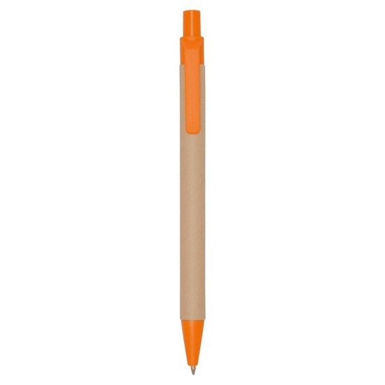 Еко-ручка кулькова з переробленого картону, колір помаранчевий - V1470-07