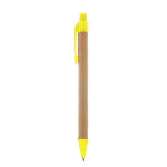 Еко-ручка кулькова з переробленого картону, колір жовтий - V1470-08