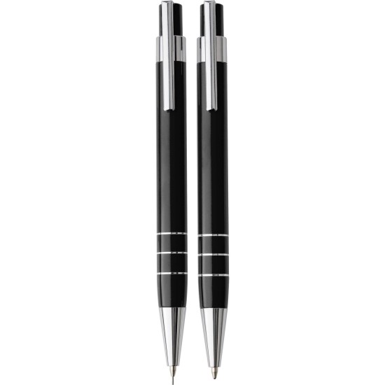 Письмовий набір, механічний олівець і кулькова ручка, колір чорний - V1559-03
