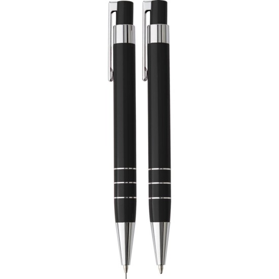 Письмовий набір, механічний олівець і кулькова ручка, колір чорний - V1559-03