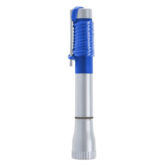 Ліхтарик 2 LED і кулькова ручка зі шнуром, колір синій - V1654-11