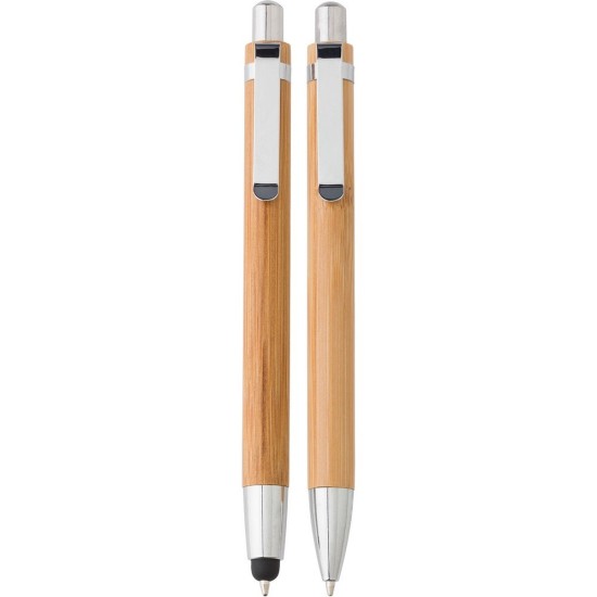 Письмове приладдя, бамбукова кулькова ручка, механічний олівець, колір коричневий - V1803-16