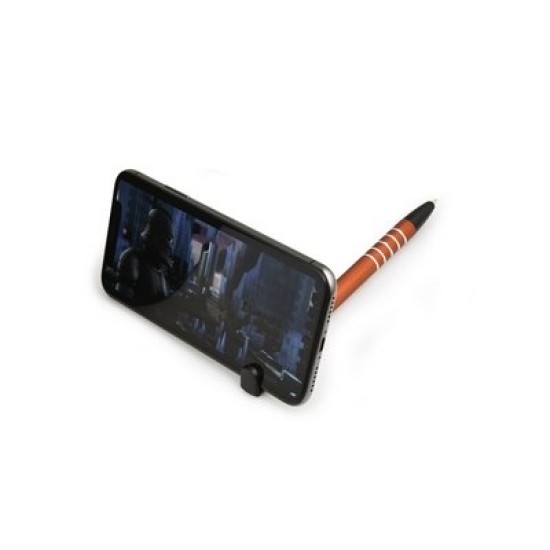 Кулькова ручка з підставкою для телефону, колір червоний - V1816-05