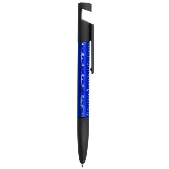 Багатофункціональна кулькова ручка з лінійкою, викруткою і підставкою для телефону, колір кобальт - V1849-04