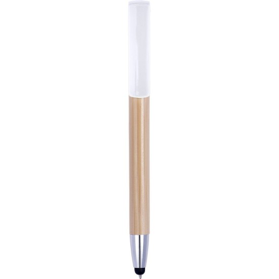 Ручка кулькова сенсорна 3 в 1 бамбукова, колір білий - V1929-02