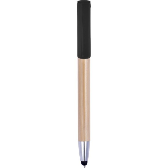 Ручка кулькова сенсорна 3 в 1 бамбукова, колір чорний - V1929-03