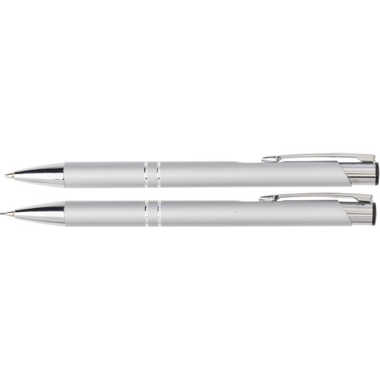 Письмовий набір, кулькова ручка і механічний олівець, колір сріблястий - V1956-32