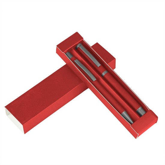 Набір кулькових ручок, колір червоний - V1957-05