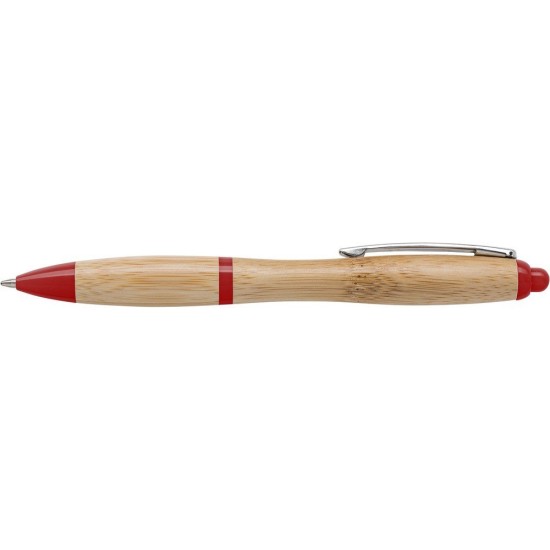 Еко-ручка бамбукова, колір червоний - V1965-05