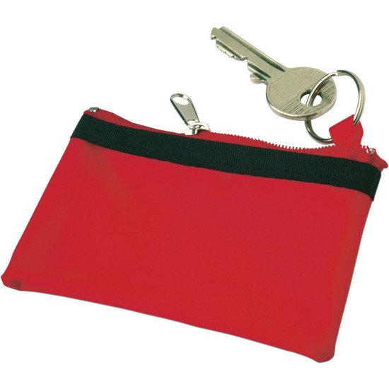 Гаманець на блискавці з кільцем для ключів, колір червоний - V2069-05