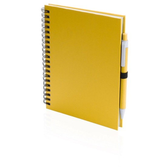 Блокнот А5 з кульковою ручкою, колір жовтий - V2795-08