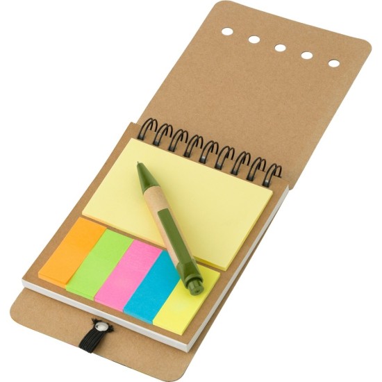 Блокнот А6 з самоклеючими папірцями та кульквовою ручкой світло-зелений - V2816-10