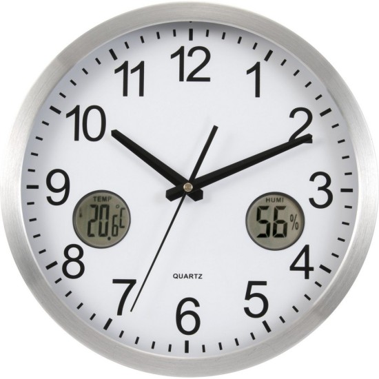 Настінний годинник, метеостанція, колір сріблястий - V3429-32