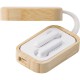Навушники бездротові в бамбуковому футлярі, колір білий/натуральний - V3999-17